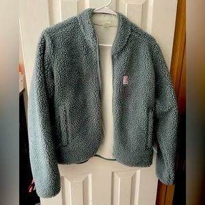 Topo Designs reversible Sherpa jacket. Mint color. Size small.